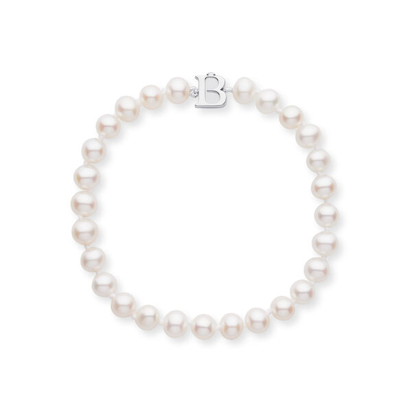 6-6.5 mm Silver Cultured Freshwater Pearl Bracelet